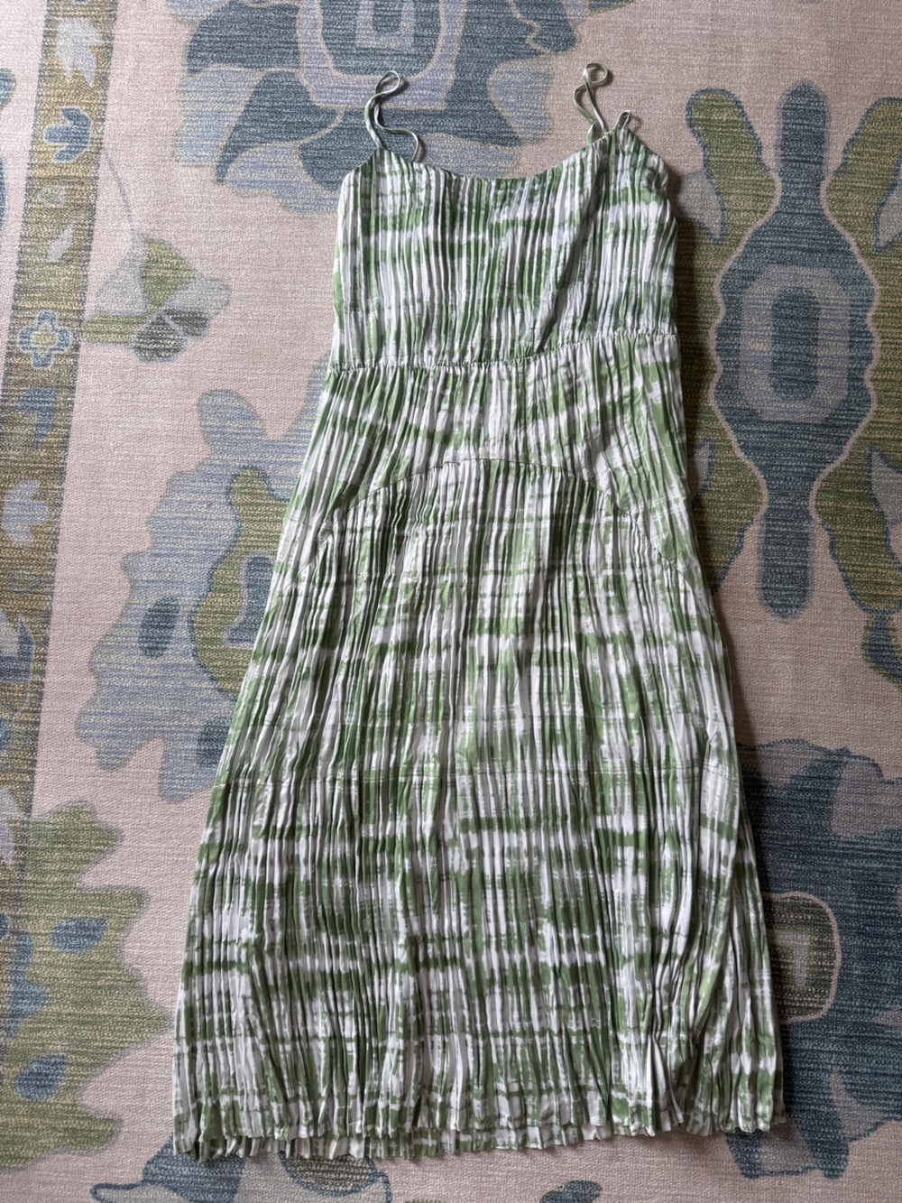 Vince Kids Green and White Striped Skirt